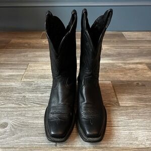 Ariat Mens Black Leather Square Toe Cowboy Boots Style 10007596 Size 8.5 B